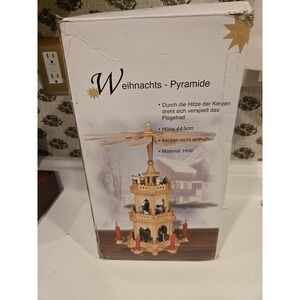 VTG 3 Tier Christmas Weihnachts Pyramid Nativity Carousel Decoration 18"